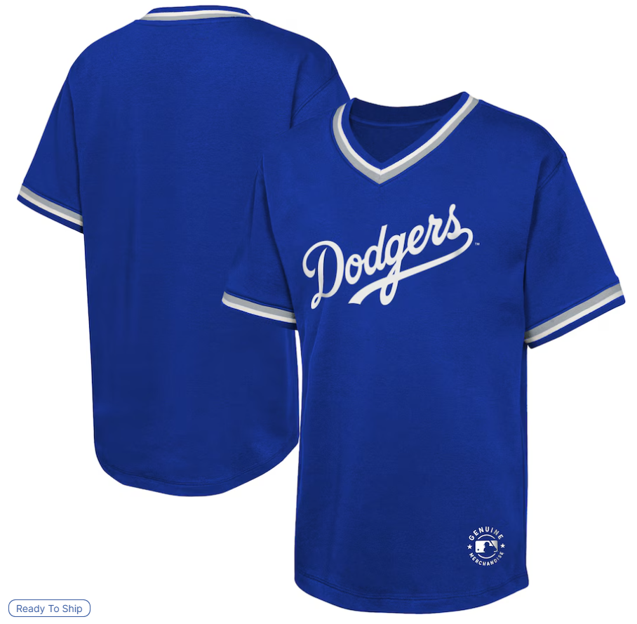 [Fanatics] LA 다저스 로스앤젤레스 다저스 사이클 야구 반팔 V-Neck 티셔츠 (블루)