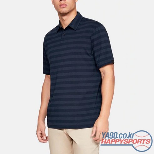 [언더아머] UA 차지드 코튼 스크램블 스트라이프 폴로 셔츠 1323455 (네이비 408)