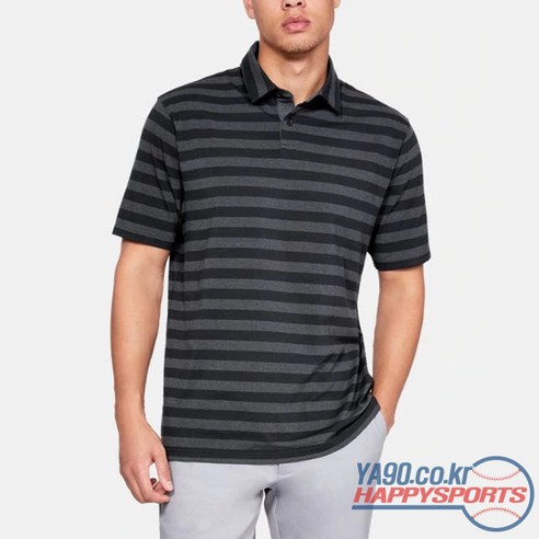 [언더아머] UA 차지드 코튼 스크램블 스트라이프 폴로 셔츠 1323455 (블랙 001)