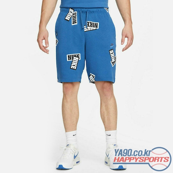[나이키] 스포츠웨어 에센셜 프렌치 테리 올 오버 프린트 쇼츠 반바지 DM6887-407 (블루/화이트)