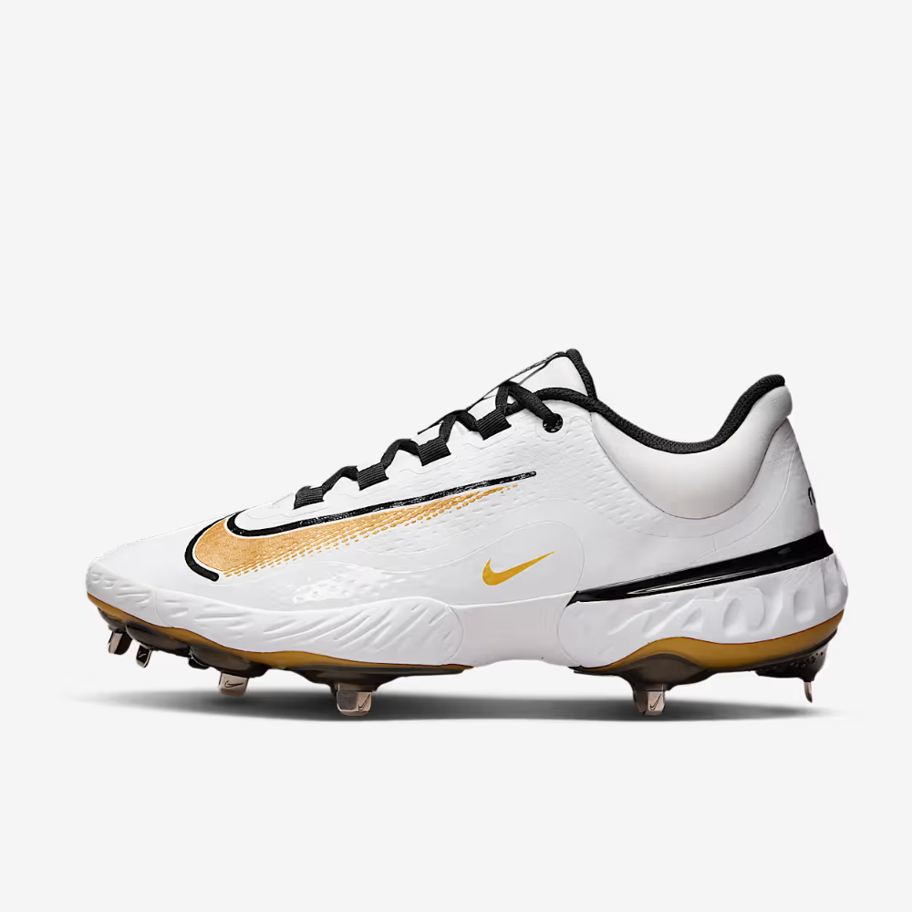 나이키 알파 허라치 엘리트 4 로우 징스파이크 야구화 FD2745-119 화이트 블랙 골드