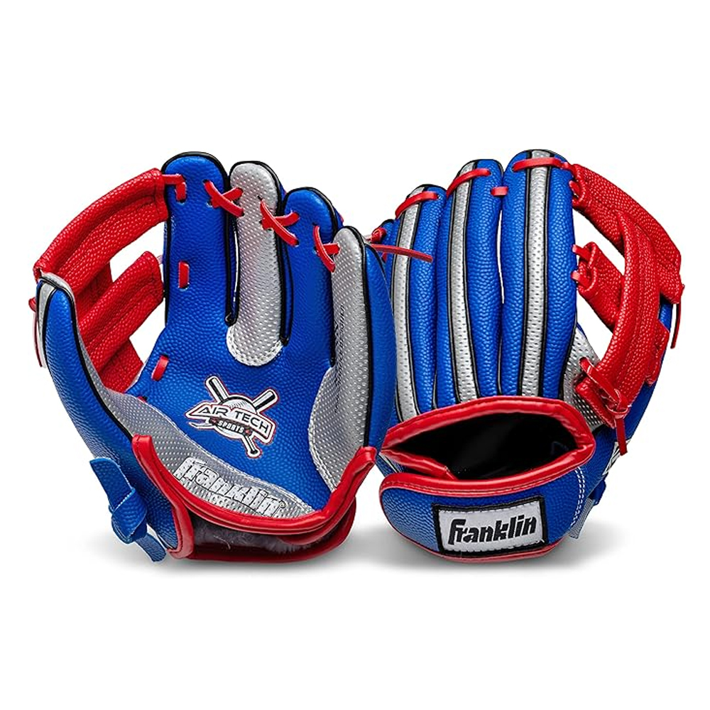 프랭클린 스포츠 에어테크 폼 유소년 9인치 야구 글러브 공 세트 (블루/레드/실버) 6844S1F1