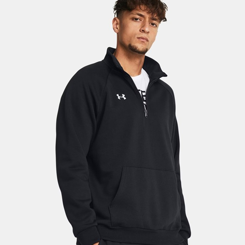 언더아머 UA 라이벌 플리스 반집업 맨투맨 1386016 001 블랙