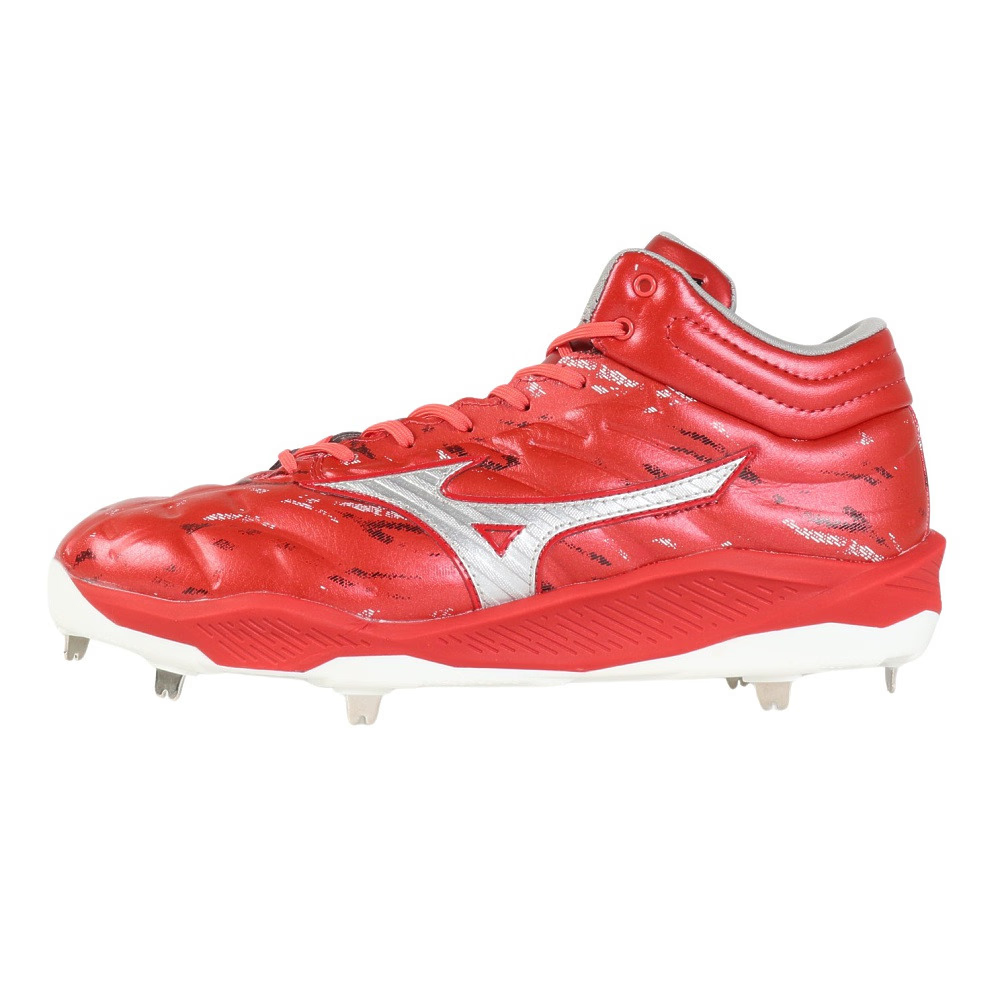 미즈노 맨즈 우먼 베이스볼 스파이크 프로 쿠션 레보 미드 11GM243561 -레드 실버 [275mm] (단 하나)